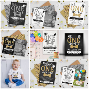 ONEderful 1st Birthday Foto Vielen Dank Folieneinladung