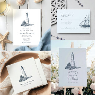 Mariage Nautical Lighthouse Ocean Sea Affiche de b