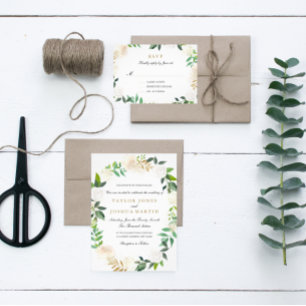 Blush Gold Watercolor Wraath Wedding Einladung