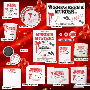 Mord Mystery Birthday Party BLOODY Button