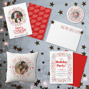 Berry und Laubbogen Happy Holidays Weihnachtsfest  Feiertagskarte