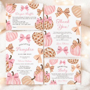 Carte De Remerciements Cute Coquette Pink Bow Leopard Citrouille baby sho