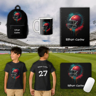 Rot Grüne Football-Helm Schule Notizblock