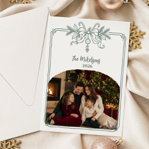 Foto Chic Minimalistischer Weihnachtsgrün Feiertagskarte