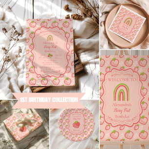Berry First Birthday 1. Geburtstag Strawberry Geschenkpapier