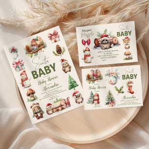Santa Baby Woodland Winter Weihnachtsdusche Einladung