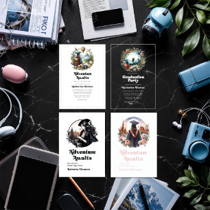 Faire-part Retro Vintage Adventure Attend Photo de Graduation