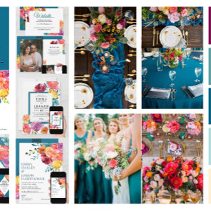 Invitation Bright Summer colorful triangle floral Wedding I I