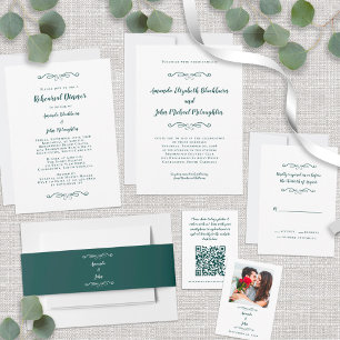 Cartons Réponse Élégant Mariage Emerald Green Classic Minimaliste