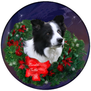 Border Collie Christmas Wreath Feiertagskarte