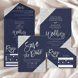 Invitation Parties scintillant argent moderne typographie mar