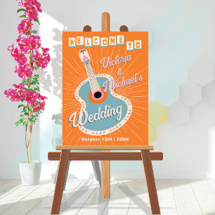 Invitation Gras Coloré Cowboy Mariage de guitare occidentale