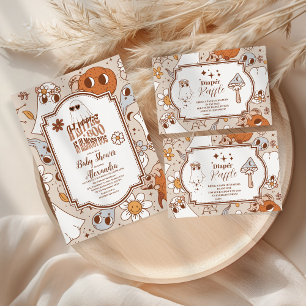 Retro Groovy Halloween Little Boo Baby Dusche Pappteller