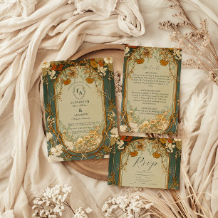 Save The Date Célébration Art Nouveau Floral Mariage