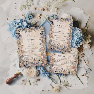 Weiche Bohemian Florale Wiesenhochzeit Dankeskarte