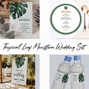 Éventail Programme Tropical Palm Leaf Monstera de mariage