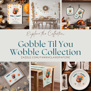 Quirky Peach Watercolor Türkei Erntedank Geschirrtuch