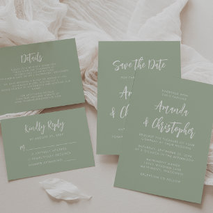 Moderne Skript-Sage-Hochzeit RSVP Karte