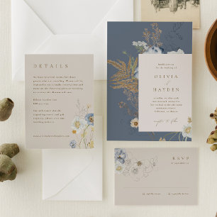Boho Botanical All in One Wedding Einladung