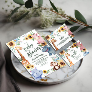 Invitation Baby shower de verdure animal de Safari mignonne