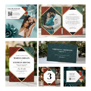 Invitation Mariage Cadre Diamant Géométrique Art Déco Moderne