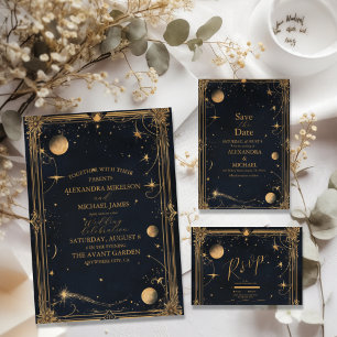 Invitation Vintage étoile de lune céleste Mariage