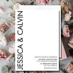 Elegant Minimalist Black White Wedding Invitation Einladung