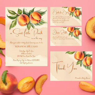 Sweet Small Peach Baby Dusche bedruckte Vorlage Pappteller