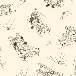 Roaring Art Deco Bi-Flugzeug - Skizzenmuster. Runder Pappuntersetzer