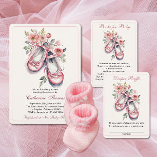 Carte D'accompagnement Vintage Rose Ballerina Chaussures Fille Demande de