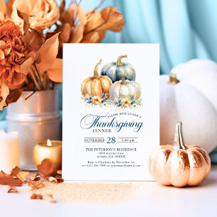 Happy Thanksgiving Blue Orange Gold Pumpkins Runder Aufkleber