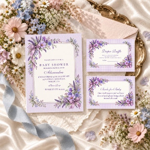 Invitation Baby Shower Fleur Sauvage Violette