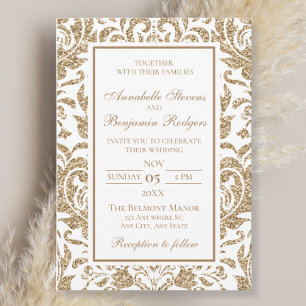 Étiquette Pour Bouteilles D'eau Élégant Mariage de Parties scintillant White and G