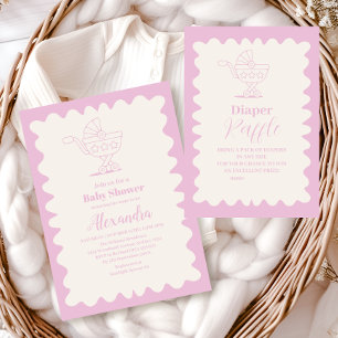 Retro Stroller Sketch Doodle Diapper Raffle Begleitkarte