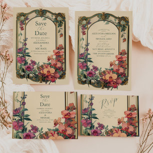 Extravagante klassische Jugendstil-Hochzeit Save The Date