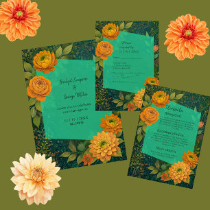 Romantische goldene Glanzkulisse Herbst Hochzeit d RSVP Karte