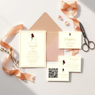 Invitation Mariage Rose d'or ivoire