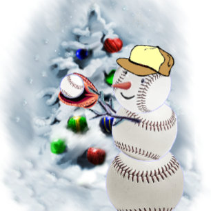 Cartes Pour Fêtes Annuelles Noël de baseball Snowman
