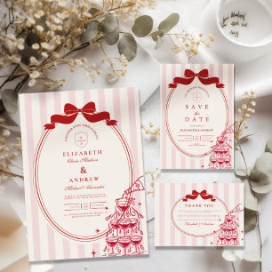 Whimsical Champagner Tower Doodle Wedding RSVP Karte