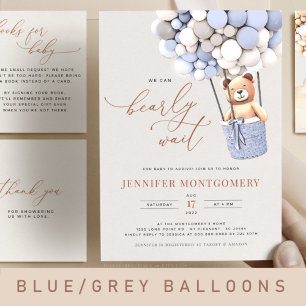 Invitation Tout En Un Bear Balloons Baby shower Tous en une invitation