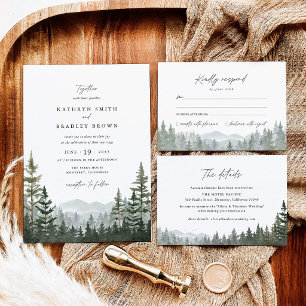 Invitation Mariage de pinède de montagne