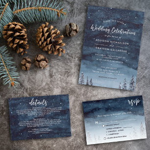 Hochzeit von Navy Blue Snowy Winter Wonderland