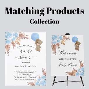 Babydusche Pampelgras Teddybär blaues Budget Flyer