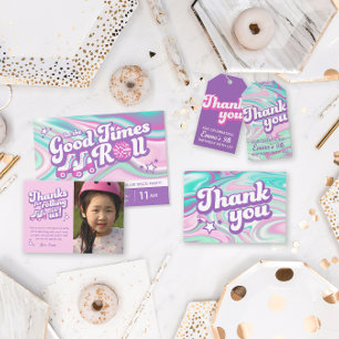 Retro Roller Skaten Party Foto Vielen Dank Dankeskarte