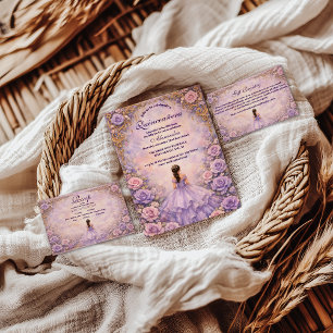 Invitation La Rose Lavande Conte de Fées Quinceañera