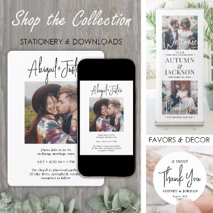 Invitation Mariage photo QR RSVP Chic Minimalist tout-en-un 2