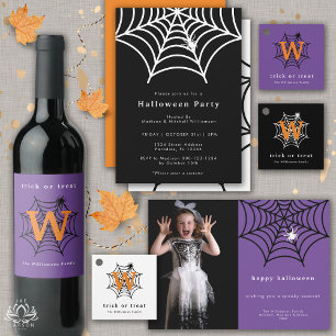 Invitation Halloween Spider Web Éffrayant moderne violet Part