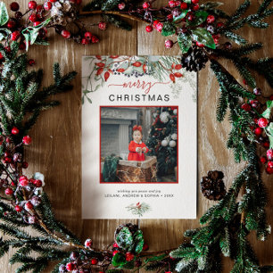 Watercolor Holly Frohe Weihnachts-Foto Kaffeetasse