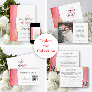 Modernes elegantes Coral Pink Wedding Menu Menükarte