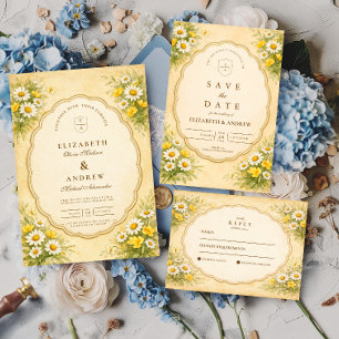 Carte De Remerciements Mariage de jardin vintage Daisy